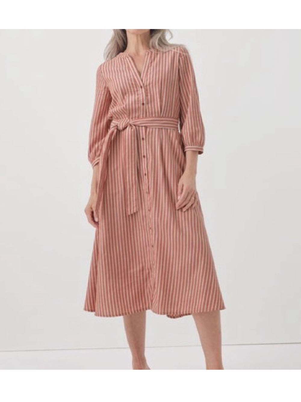 NWOT Pact Women's Sunset Lightweight Cotton Easy Dress L Baked Clay Bondi Stripe